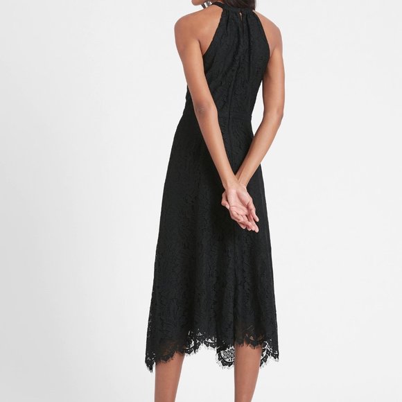 BANANA REPUBLIC Lace Midi Dress Black Size 4 - Picture 3 of 16